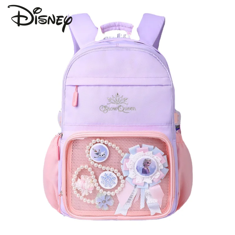 Disney New Girls' Backpack Fashionable High Quality Student Backpack Cartoon Multi Functional High Capacity Girls' Backpack
