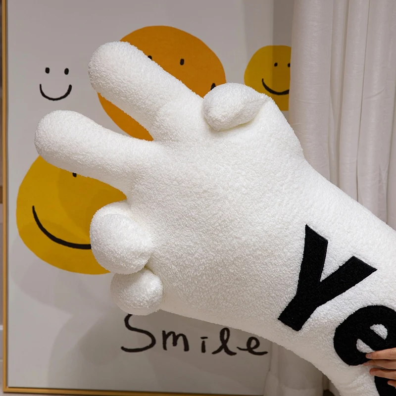 Забавные жесты плюшевые игрушки подушки с надписью Good Yes милые мягкие для дивана