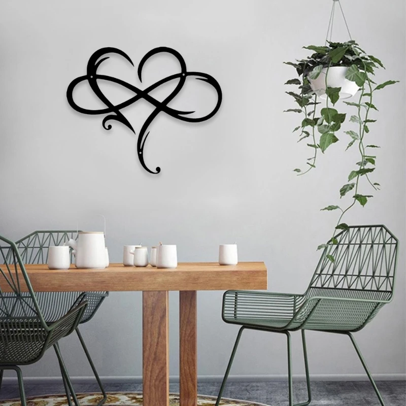

Metal Double Heart Sign Wall Art Decor Hangable Ornament Model Decoration Supplies for New Year Birthday Holiday