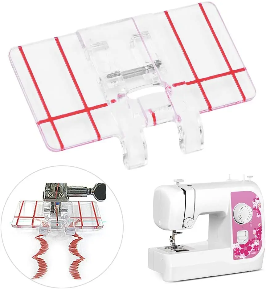 

Clear Top-Load Border Guide Presser Foot for Brother Singer Janome Babylock and More Low Shank Domestic Sewing Machines