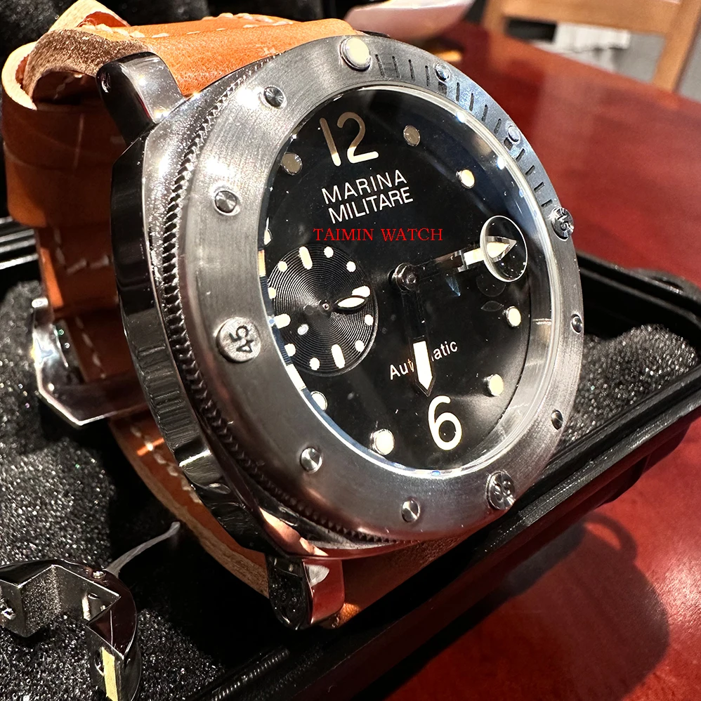 

Прямая поставка 44 мм военные часы для Seagull ST25 автоматический механический механизм водонепроницаемые автоматические мужские наручные часы с календарем