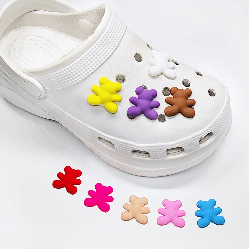 Hot 10pcs/set Colorful and cute little bear Shoe Decoration Accessories Clog Shoe Charm Sandal Shoe Charm Ornament