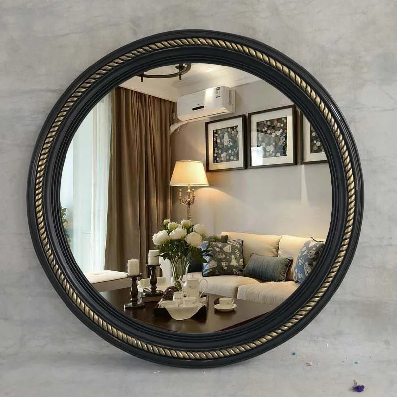

Round Decorative Mirror Aesthetic Vintage Golden Bathroom Decorative Mirror Bedroom Large Makeup Espelho Parede Wall Decor