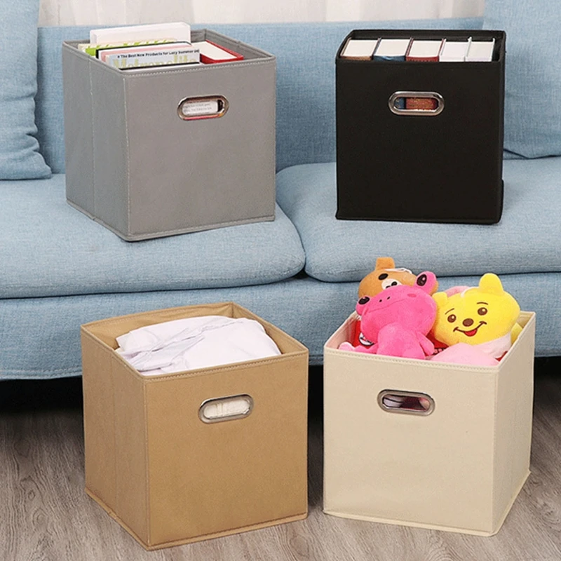 

Cloth Cube Storage Boxes with Double Metal Handle Collapsible Folding Basket Wardrobe Storage Box for Clothes Toys