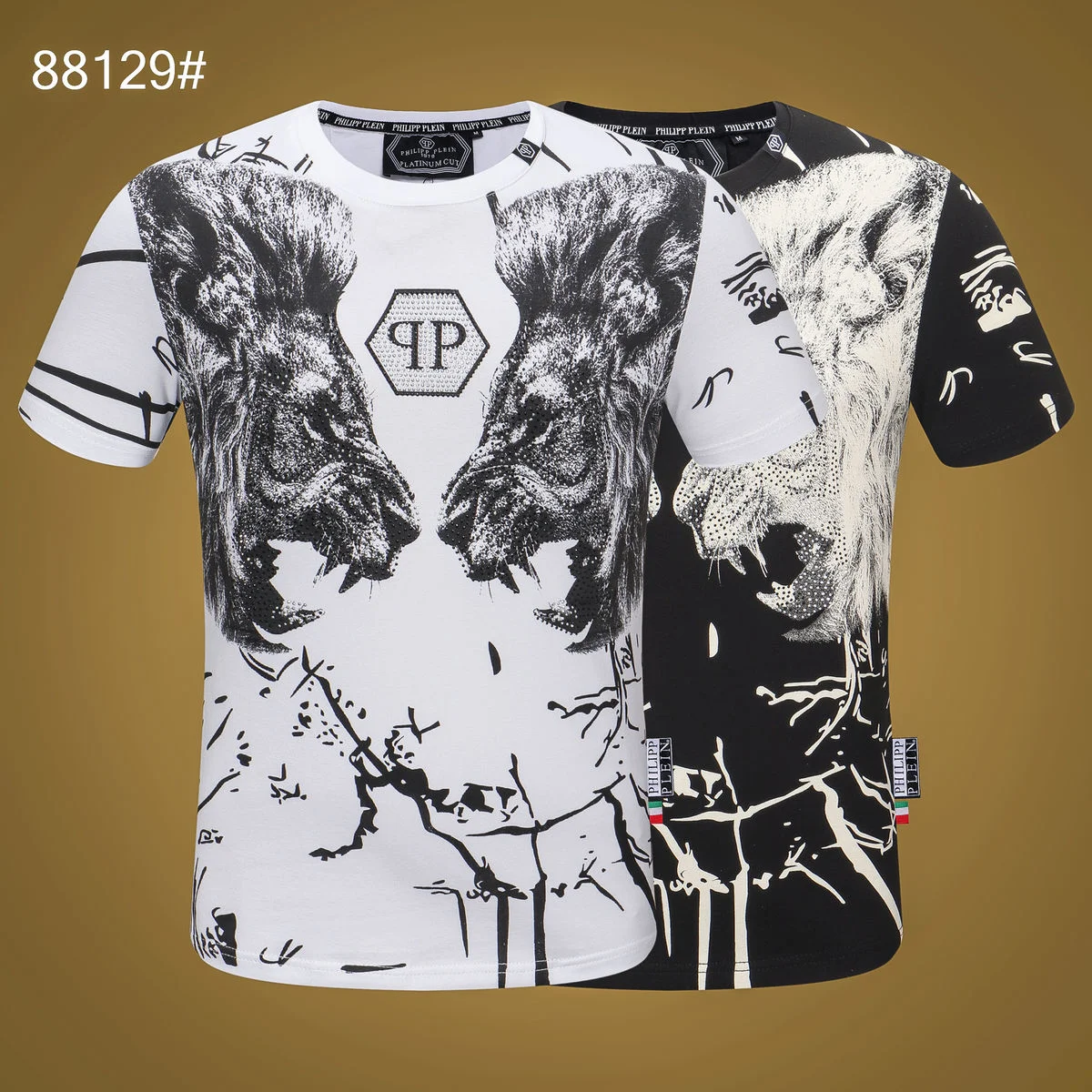 

New Short Sleeved T-shirt Men's Big Letter Personalized Creative Hot Drill Pure Cotton European Fashion Top Summer T-shirt