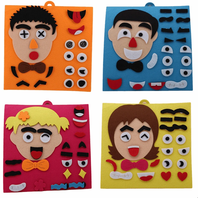 

Children Recognition Training Educational Toys DIY Assembling Puzzles Jigsaw One Set 3D Parents And Kids Five Sense Organs