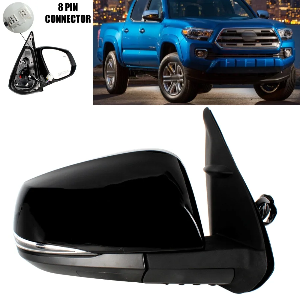 Зеркало в сборе для Toyota Tacoma 2016 2017 2018 2019 2020 2021 версия США правый 8-контактный черный