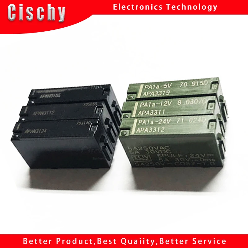 10 шт./партия, Новое поступление, оригинальная реле PA1A-5V PA1A-12V PA1A-24V APA3319 APA3311 APA3312 4PIN 5A250VAC