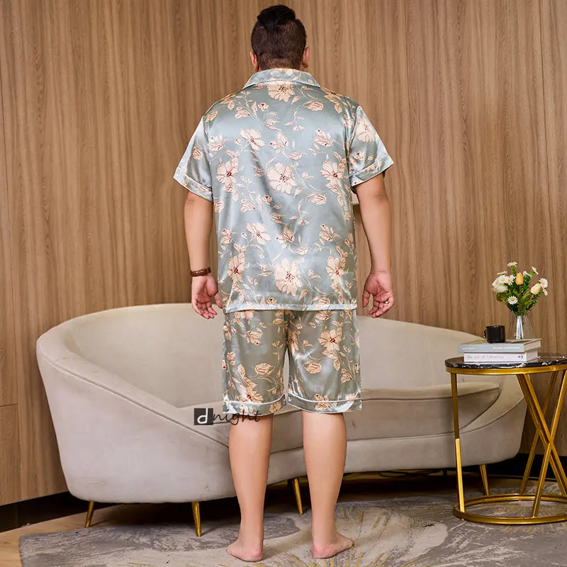 Summer Mens Pajamas set Short Tops Short Pants Sets Pyjamas Stripe Men Sleepwear Pijamas Homewear Large Size 7XL Sleepwear