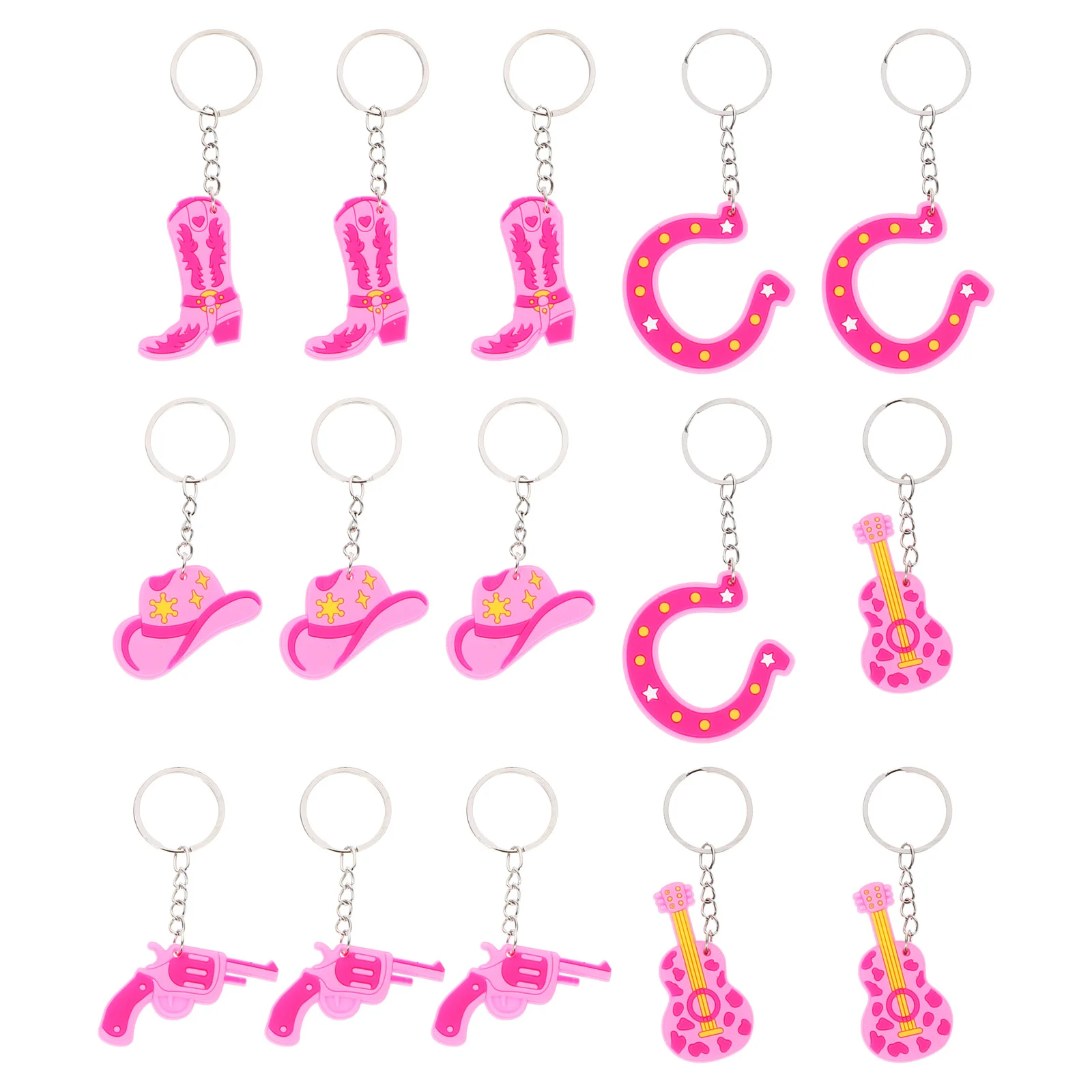 

15 Pcs Key Chain Novelty Keychains Cartoon Cowgirl Keyring Fob Decor Decorative Rings Keepsakes Pendant Cute