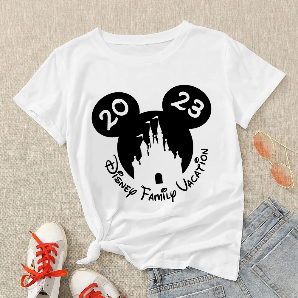 

Disney Minnie Mouse Princesses Women's T-shirt 2023 Fashion Sweet Style Cute Girl Clothes Summer Casual Vacation Female T Shirt