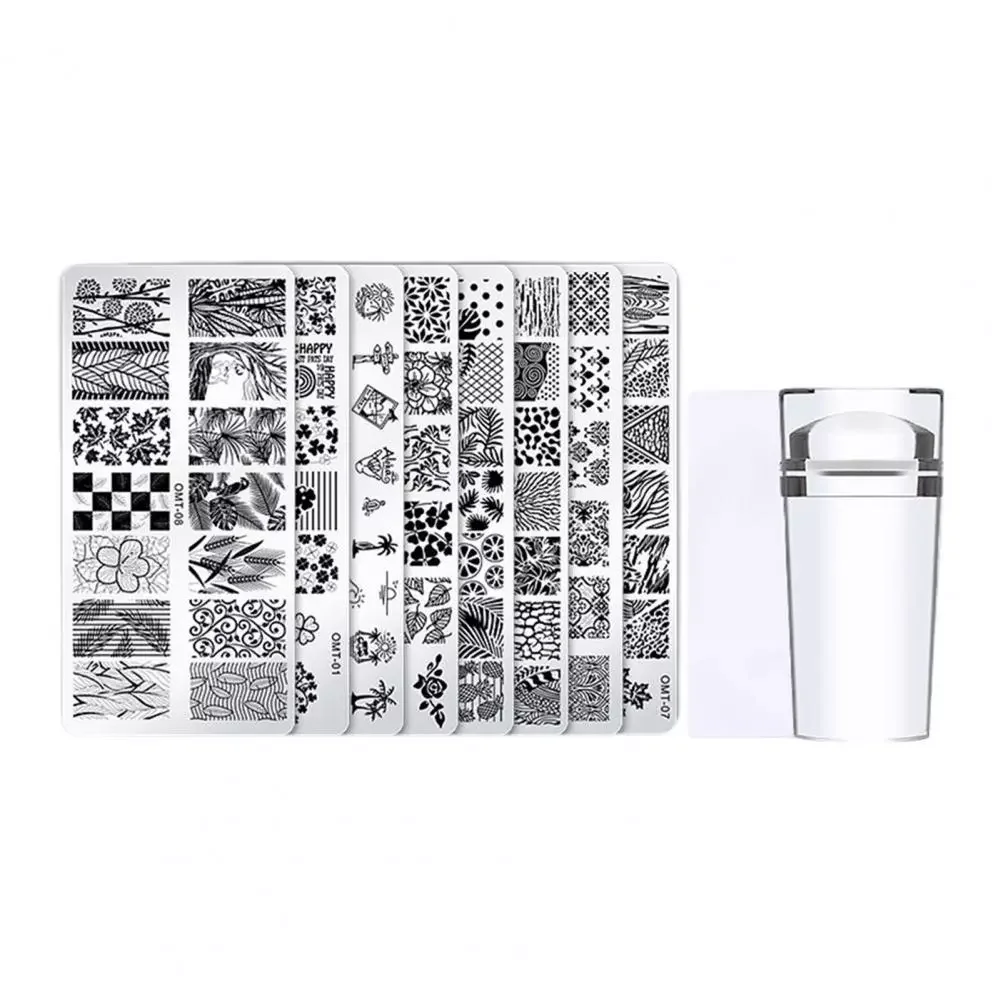 

NEW 1 Set Nail Art Template DIY Template Mold Printing Steel Nail Stamping Plate Kit Tool for Nail Salon