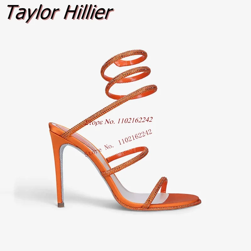 Новые женские сандалии со змеиным принтом с круглым носком на высоком каблуке