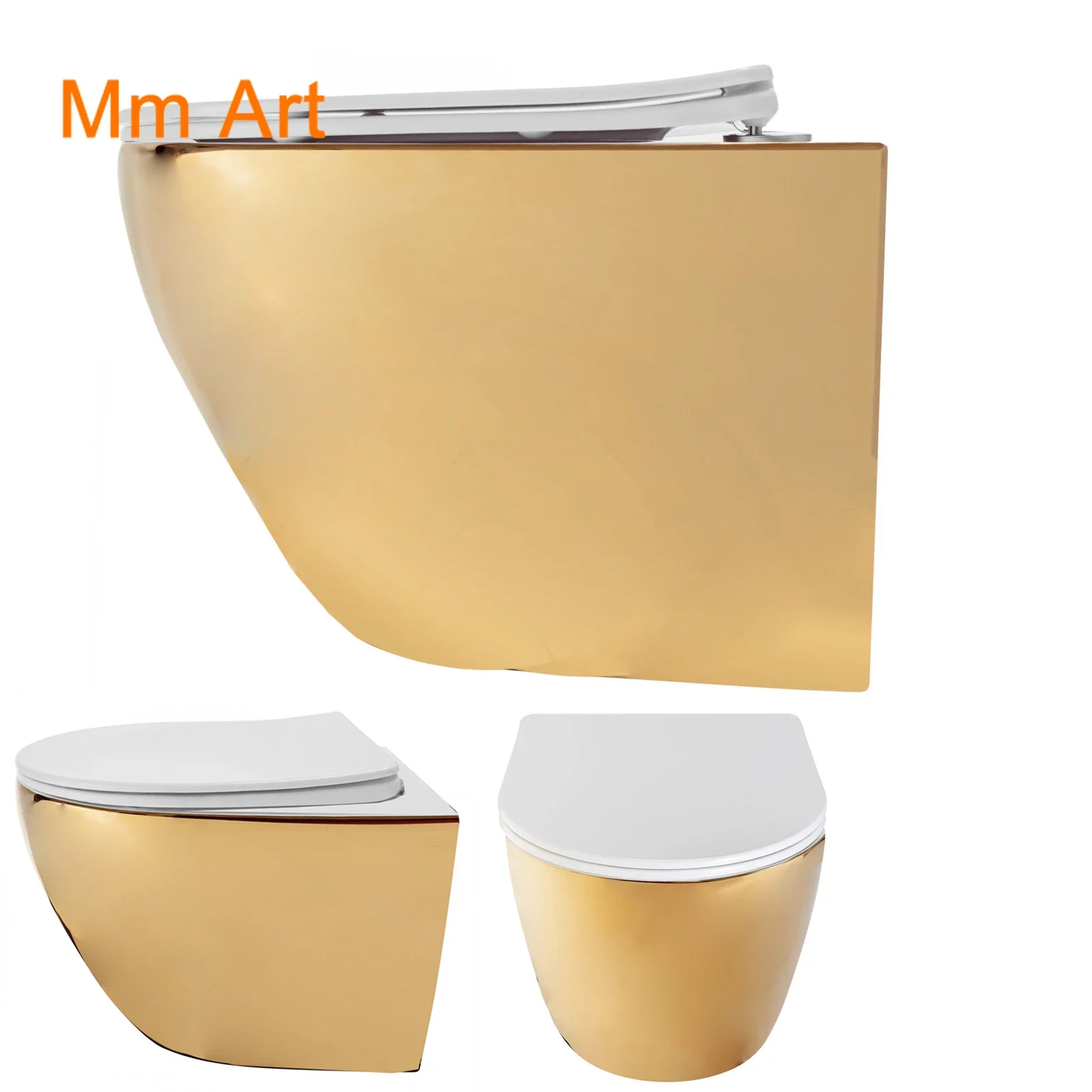 Роскошный гигиенический унитаз биде золотой круглый сатиновый шкаф резервуар