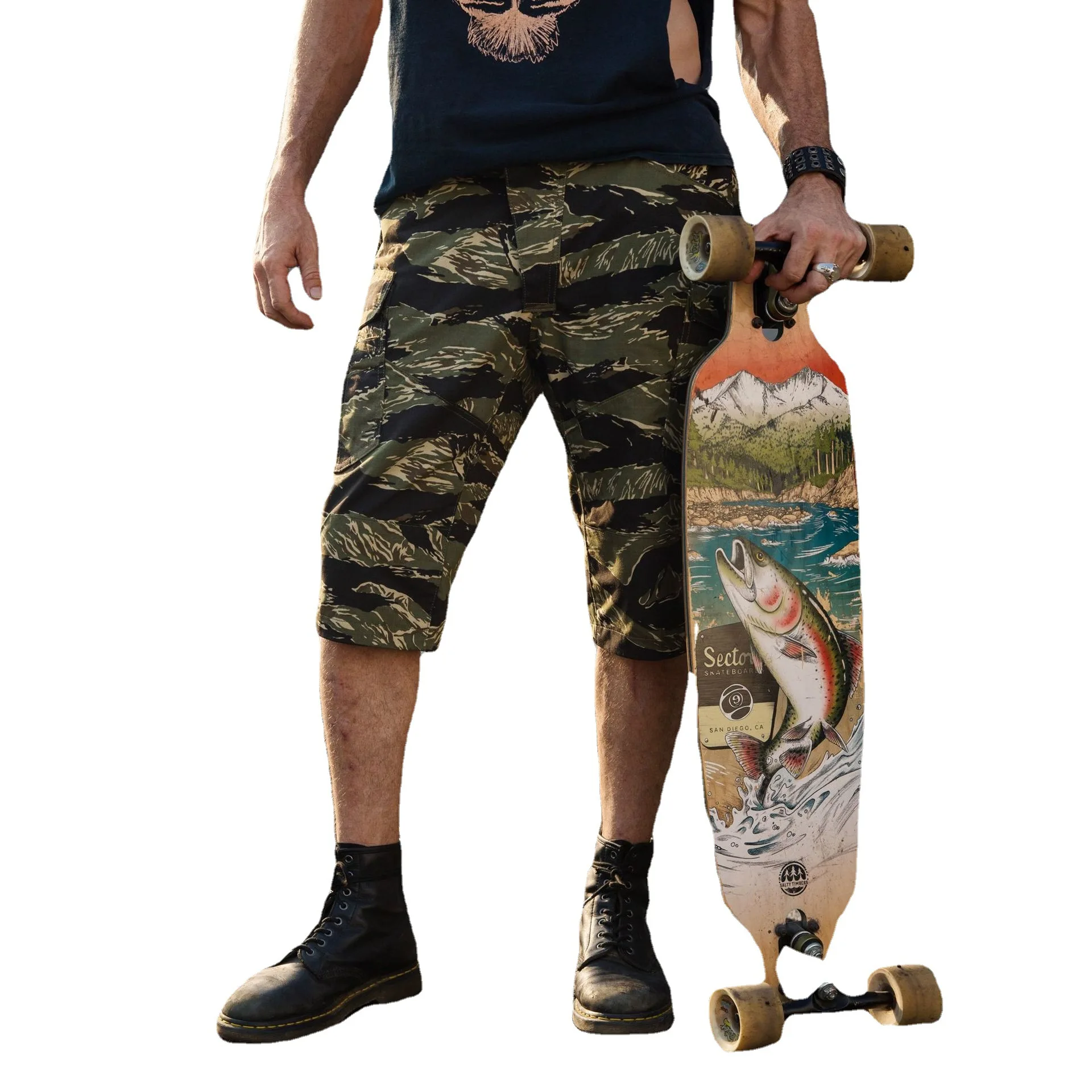 

Мужские тактические шорты в стиле милитари, черные камуфляжные брюки-Капри из дышащего хлопка, армейские водонепроницаемые камуфляжные шорты, лето 2023