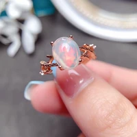 meibapj natural colorful opal gemstone fashion ring for women real 925 sterling silver charm fine wedding jewelry