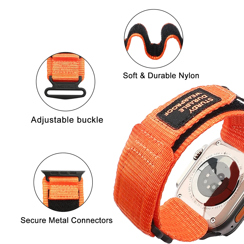 Outdoor Sport Nylon Strap For Apple Watch Ultra 49mm Band for iWatch Series 8 7 6 5 4 SE 45mm 44mm 41mm 42mm 38mm Watchband