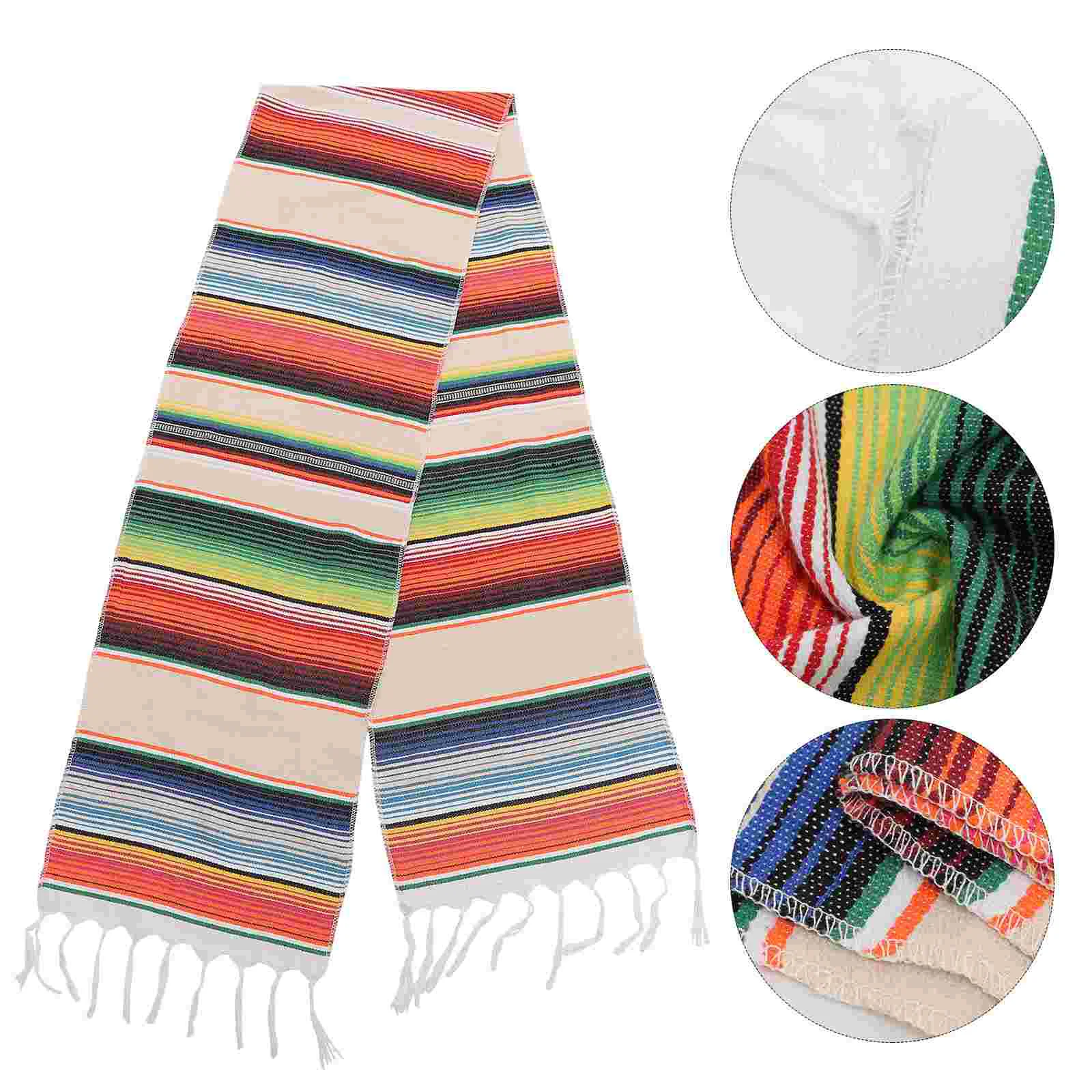 

Table Runners Holiday Mexican Cover Runner Christmas Stripe Mexico Linen Cotton Cloth Decorations Farmhouse Decorative Party