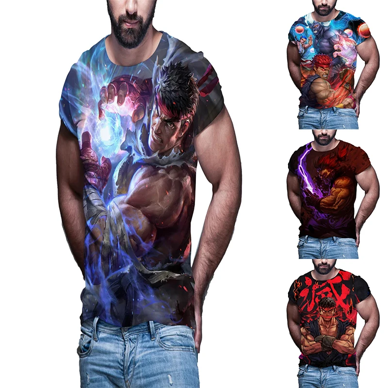 

Men Women Fashion Anime Fighting Game 3D Print T-Shirts New Street Fighter Harajuku Tees Tops Streetwear Oversized T Shirt