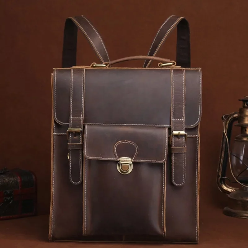 Кожаный рюкзак Crazy Horse сумка-мессенджер на одно плечо школьная сумка унисекс в