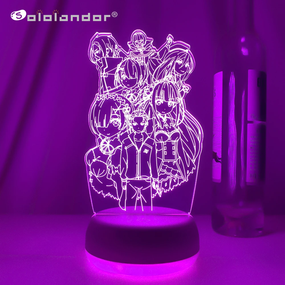

Manga 3d Light Re Zero Starting Life in Another World for Bedroom Decor Led Night Light Birthday Gift Room Deco Table Lamp Anime