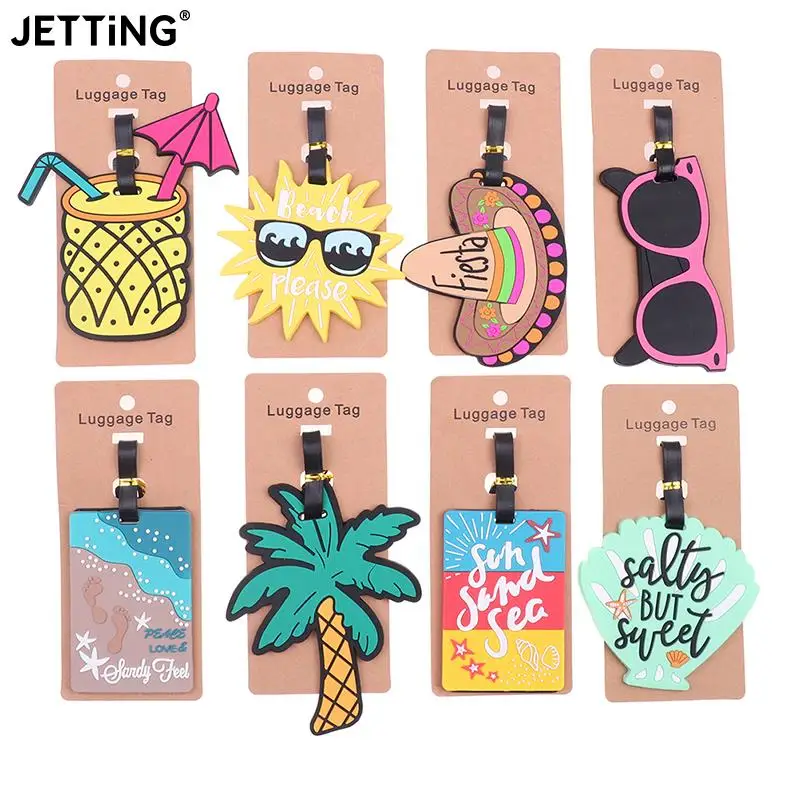 

Women Men Fruit Cartoon Luggage Tags Silica Gel Suitcase ID Address Label Holder Baggage Boarding Tags Travel Accessories