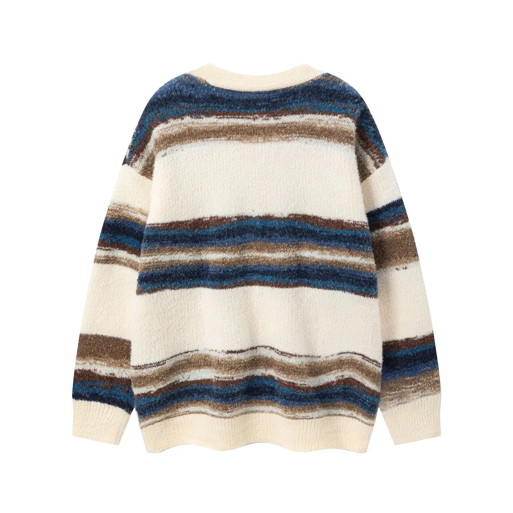 Американский винтажный полосатый кардиган с v-образным вырезом для мужчин модный