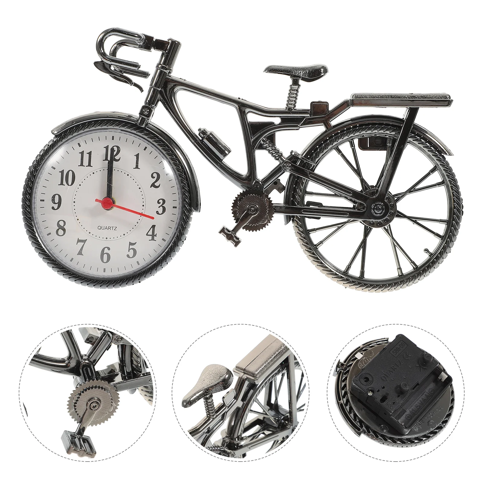 

Clock Table Bike Desk Alarm Vintage Office Gift Silent Bedside Mute Figurine Small Mini Novelty Shelf Retro Decorative Model