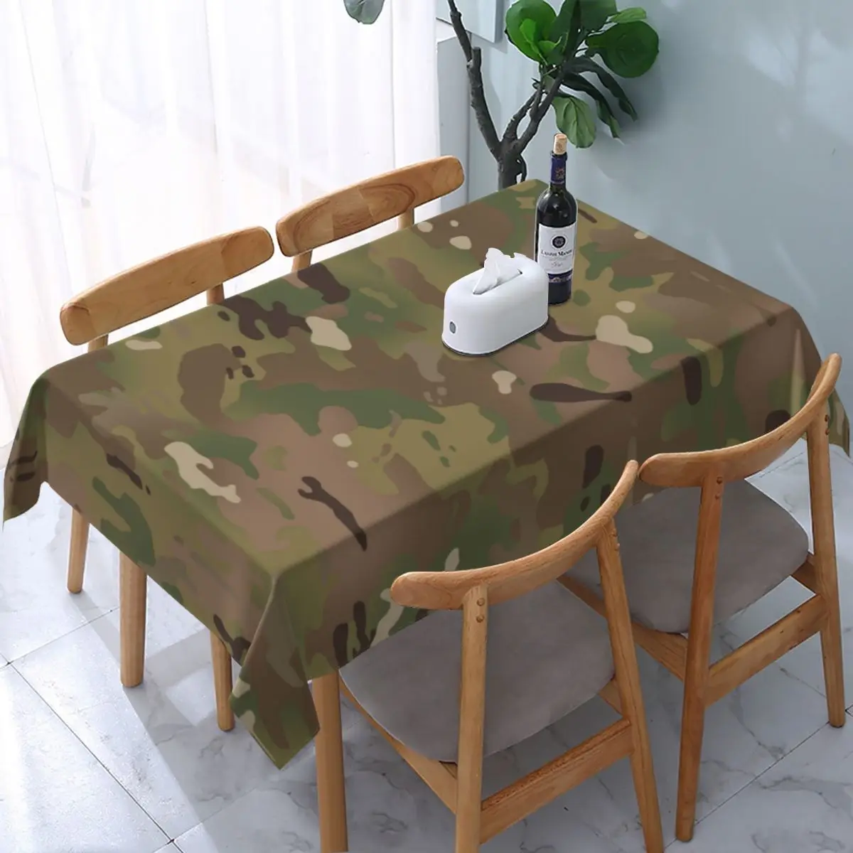 

Military Camouflage Pattern Tablecloth Rectangular Elastic Fitted Oilproof Army Tactical Camo Table Cover Cloth for Banquet