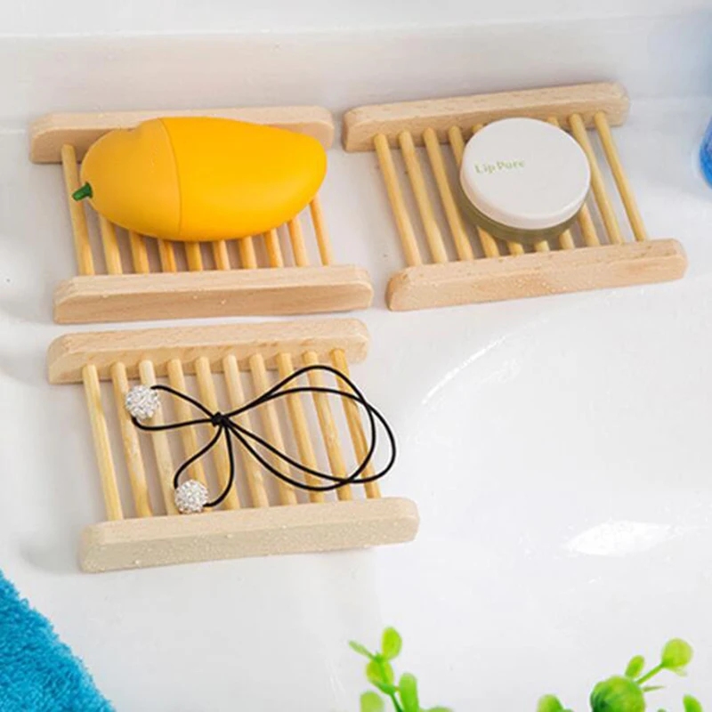

Portable Soap Dishes Natural Wood Soap Tray Holder Dish Storage Bath Shower Plate Home Bathroom Wash Soap Holder Organizer