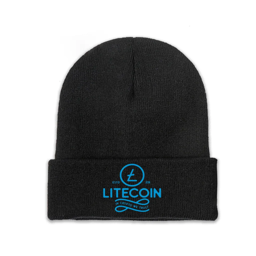 

В крипто мы доверяем, виртуальная цифровая валюта Litecoin, вязаная шапка, вязаные шапки, облегающие шапки, головные уборы, Мягкие Шапки