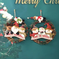 luanqi 30x30cm santa claus snowman elk rattan wreath ornaments wall ornament xmas tree hanging pendant noel navidad decorations