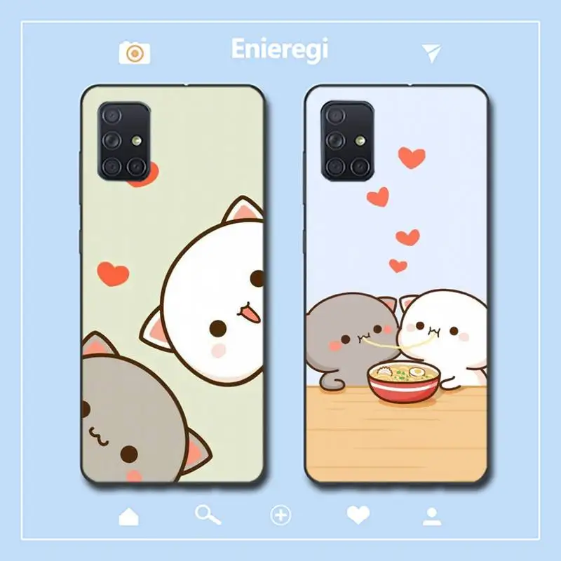 

Fun Cartoon Peach Mochi Cat Phone Case for Samsung A51 01 50 71 21S 70 31 40 30 10 20 S E 11 91 A7 A8 2018