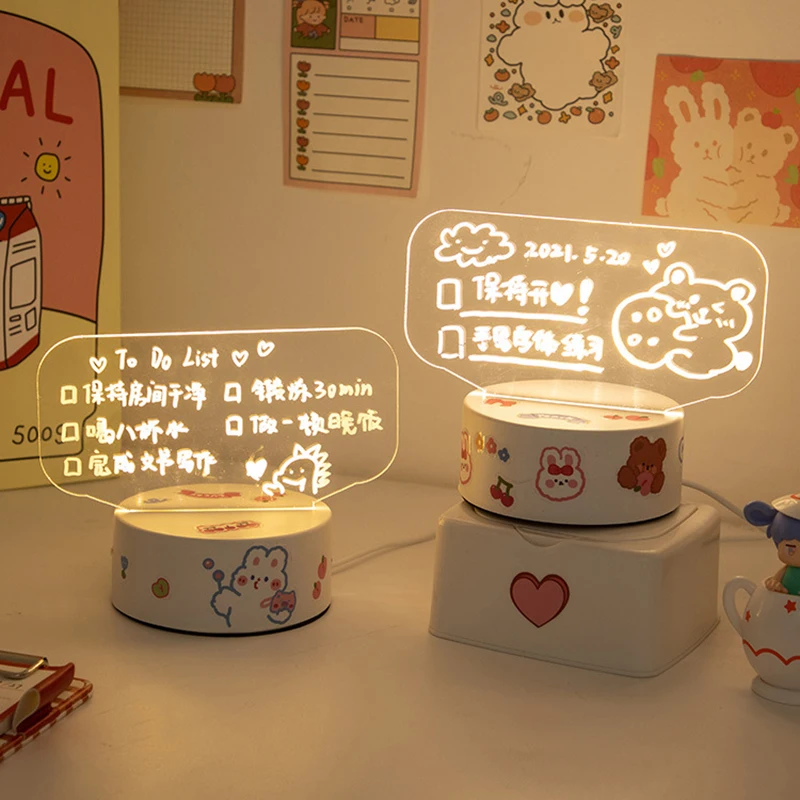 

ins net red creative 3d night light girl heart rewritable luminous message board