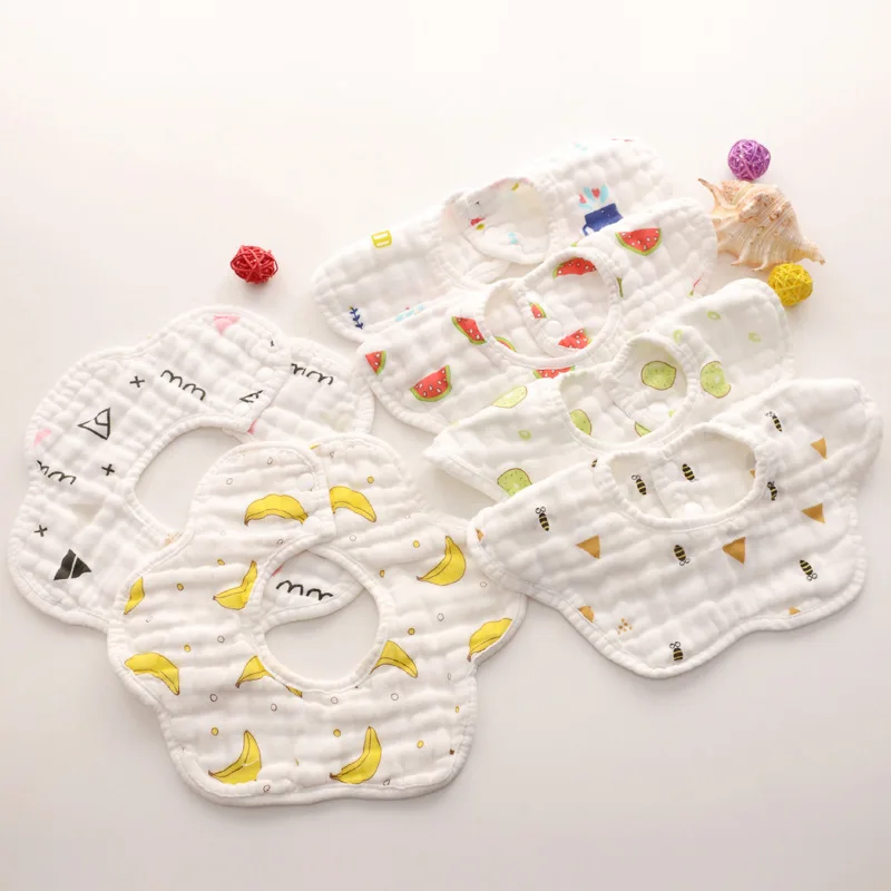 

Детские нагрудники с поворотом на 360 градусов, 8 слоев марлевого муслина, детские мягкие тканевые Слюнявчики для новорожденных, детские нагрудники