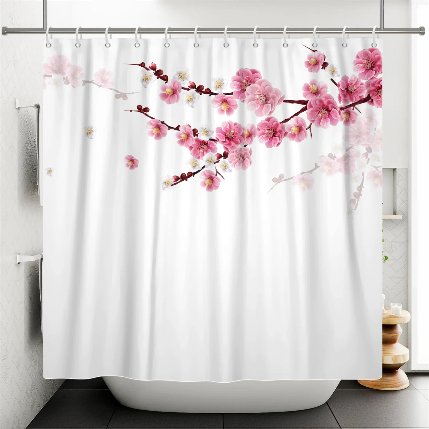 

Шторы для душа в китайском стиле, водонепроницаемые занавески для ванной с принтом цветов, птиц, растений, дерева, природный пейзаж, украшен...