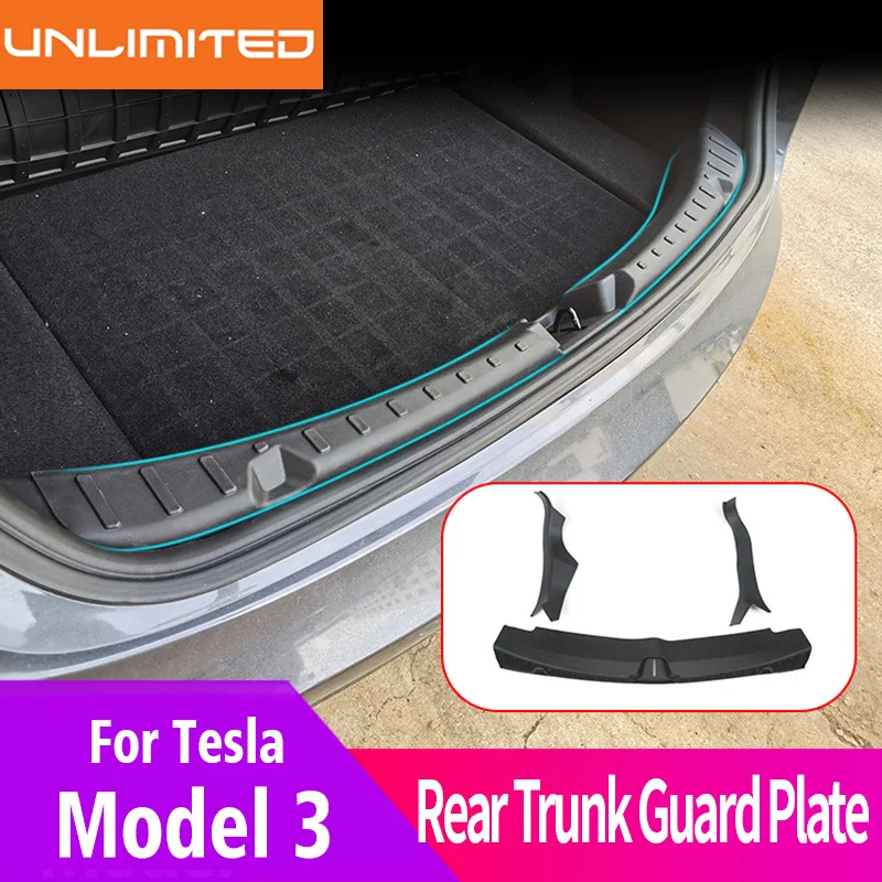 

Автомобильный задний багажник ТПЭ защитная пластина боковой угол полное покрытие ПП Защитная крышка аксессуары украшение для Tesla 2021-2022 модель 3