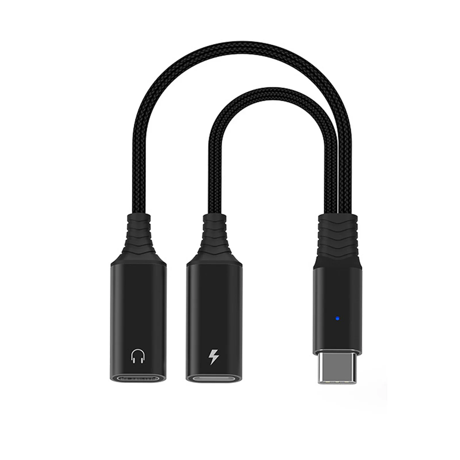 

Адаптер для наушников 2-в-1 с USB C, нейлоновый кабель с гнездом для зарядки, с поддержкой быстрой зарядки