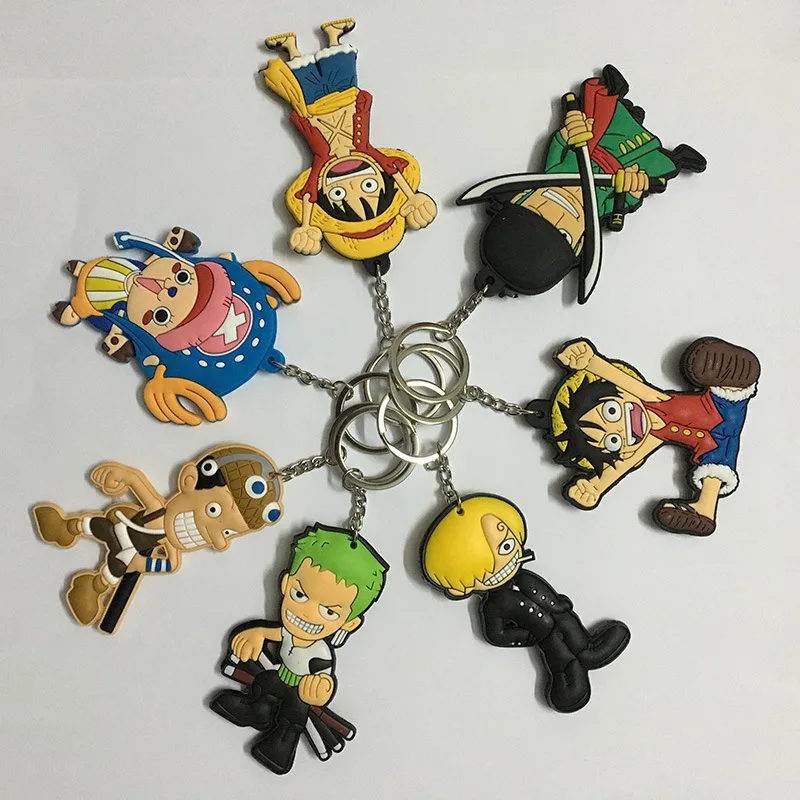 

Luffy Car Keyring Pendant Japan Cos Girl Gift Roronoa Zoro Anime KeyChain Women Pvc for Men Key Ring One Piece Tony Tony Chopper