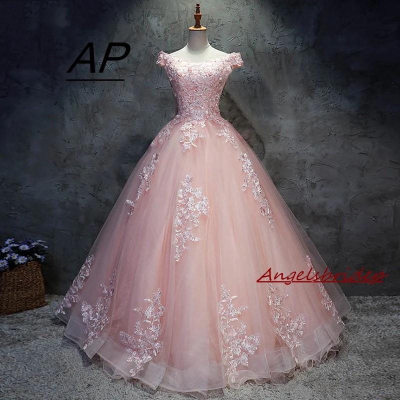 

ANGELSBRIDEP Elegant Ball Gown Quinceanera Dresses 15 Party Lace Appliques Vestido Princess Debutante Gowns Robe De Bal Cheap