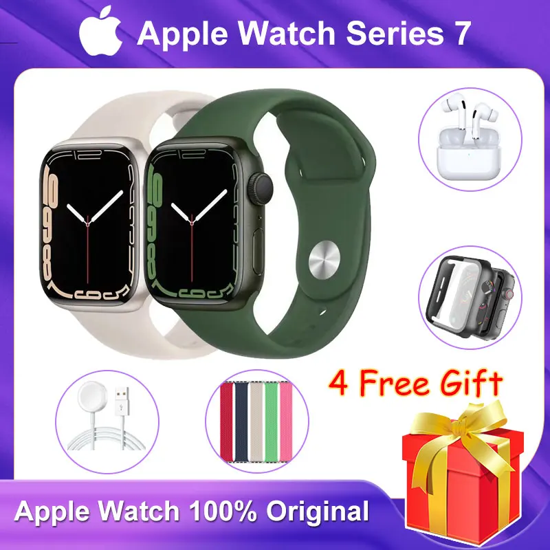 

Apple Watch Series 7 GPS Cellular Used 41MM/45MM Aluminum Case fitness watch woman SmartWatch Free Gift AirPods Watch Case