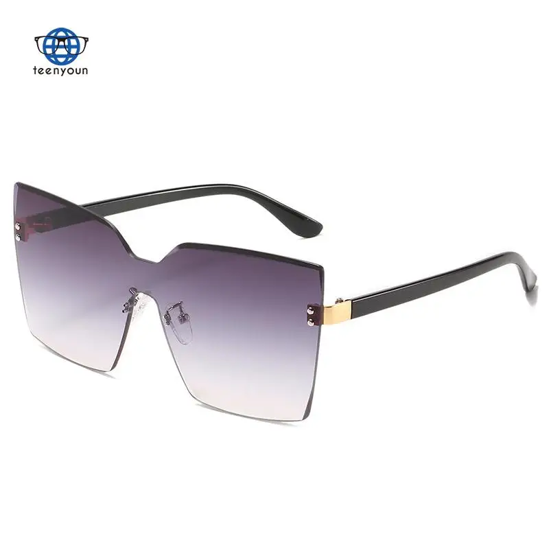 

Teenyoun Trade Shades Fashion Gradient Color Square Rimless One Piece Sunglasses Women's Version Online Red Sun Gl
