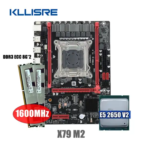 Комплект материнской платы Kllisre X79, LGA 2011 E5 2650 V2 CPU 2*8 Гб памяти DDR3 1600 ECC RAM