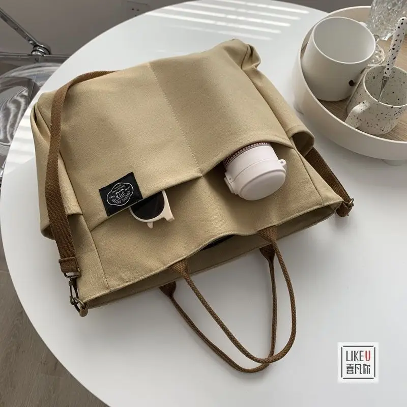 

Women's Canvas Shoulder Bag Fashion Crossbody Handbag Retro Large Capacity Bags Multi Pocket Zipper Casual Tote Bags organizers