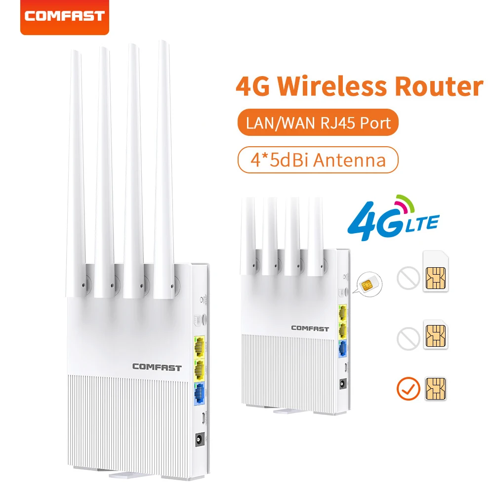 

4pcs COMFAST Waterproof Outdoor 150Mbps Router Modem 4g Wifi Sim Card CAT4 LTE Routers for IP Camera/Outside WiFi Coverage
