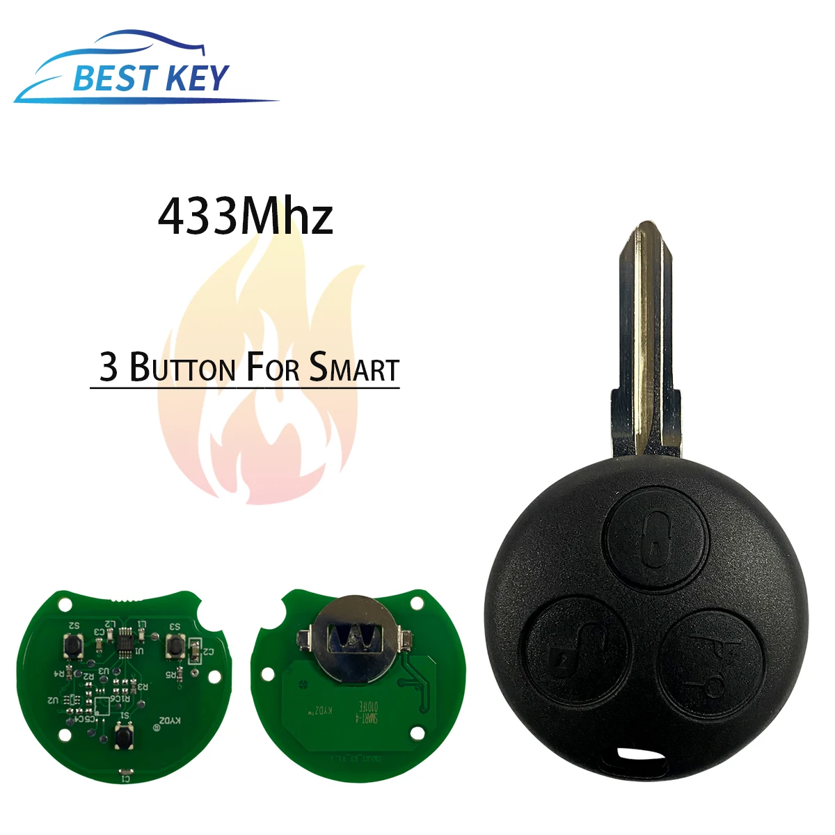 

BEST KEY Car AccessoriesCar Remote Control Key For Mercedes Benz Smart Fortwo 450 Forfour City Coupe Roadster 433 Mhz