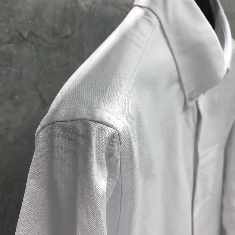 TB Spring New Men's Shirt Oxford Long-sleeved White Shirt Business Casual White Four-bar Cotton White Shirt Single Breasted Suit