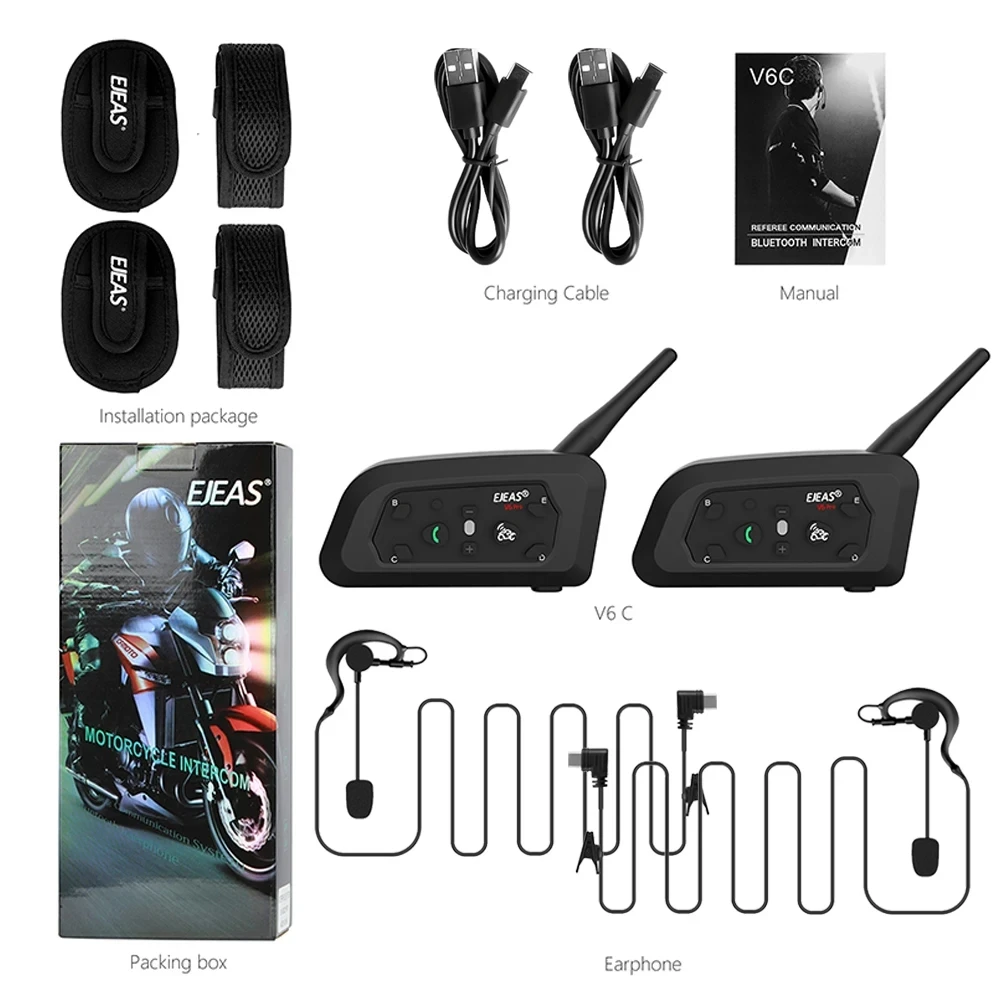 

Гарнитура Bluetooth EJEAS V6C PRO+ Для Внутренней Связи Судей, 2 Пользователя, 800 М, Подключение Type-C