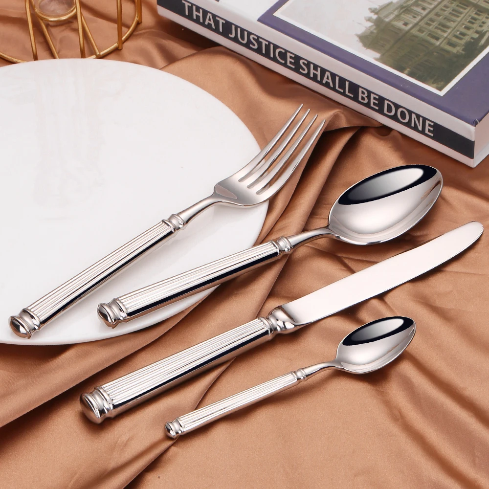 

4/8/12 Pieces High Quality 18/10 Stainless Steel Cutlery Set with Knives Forks Spoons Mirror Polished Dishwasher Safe Flatware