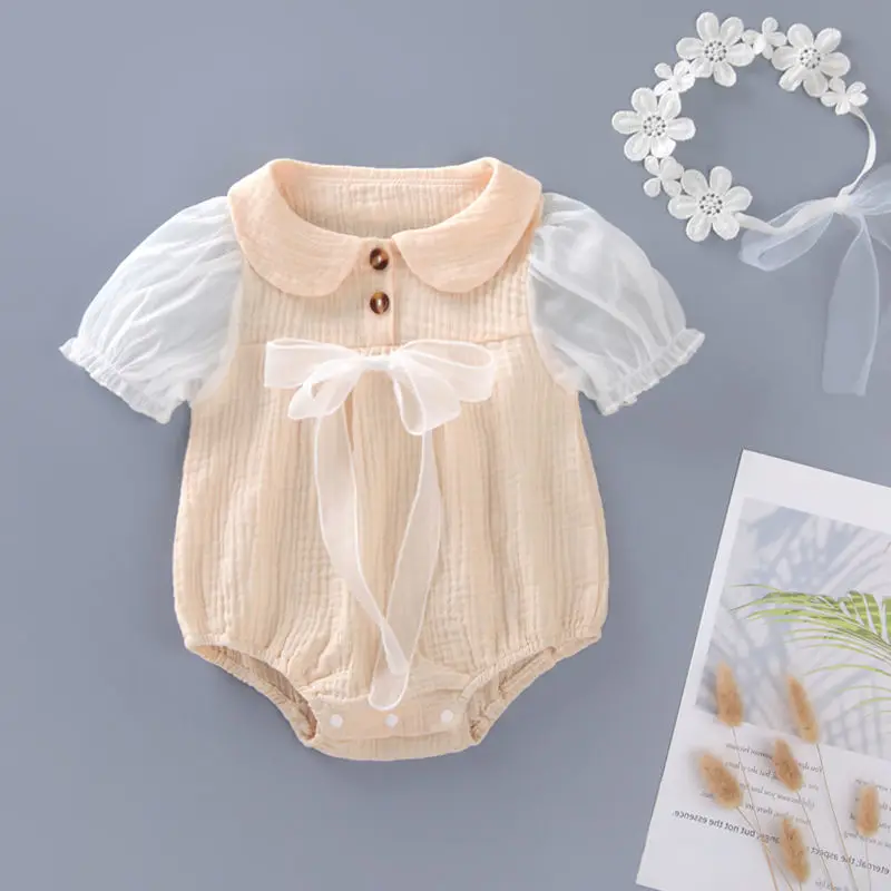 

Детский летний комбинезон из муслина с коротким рукавом, 2022